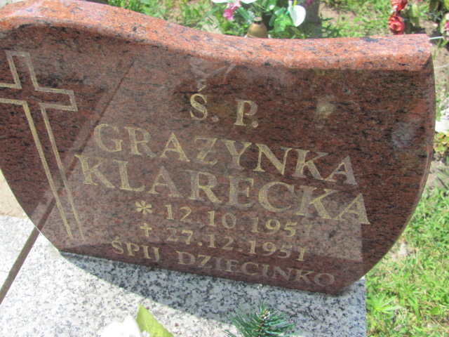 Grażyna Klarecka 1951 Zduńska Wola parafia - Grobonet - Wyszukiwarka osób pochowanych