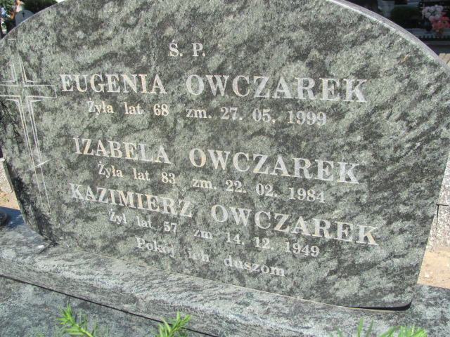 Izabela Owczarek Zduńska Wola parafia - Grobonet - Wyszukiwarka osób pochowanych