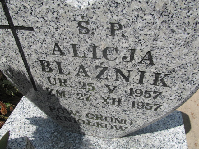Alicja Blaźnik 1957 Zduńska Wola parafia - Grobonet - Wyszukiwarka osób pochowanych