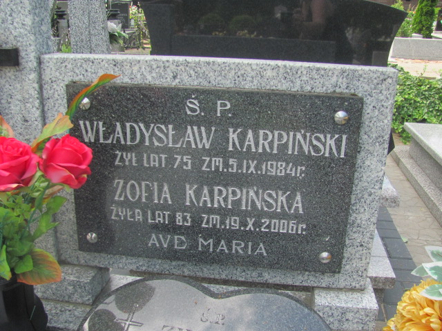 Zofia Karpińska Zduńska Wola parafia - Grobonet - Wyszukiwarka osób pochowanych